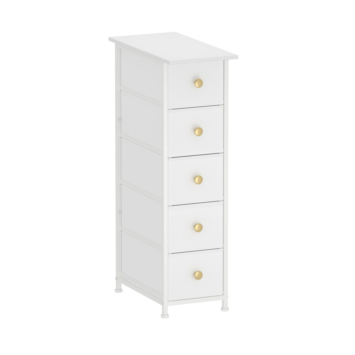 GiftGo narrow dresser with five fabric drawers fits small spaces for tidy bedrooms.