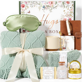 GIFTINBOX plush-knit blanket for cozy warmth in a Mother's Day gift basket