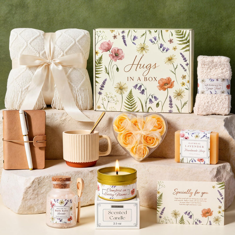GIFTINBOX Mother's Day gift box with rose spa items for a luxurious unboxing experience.