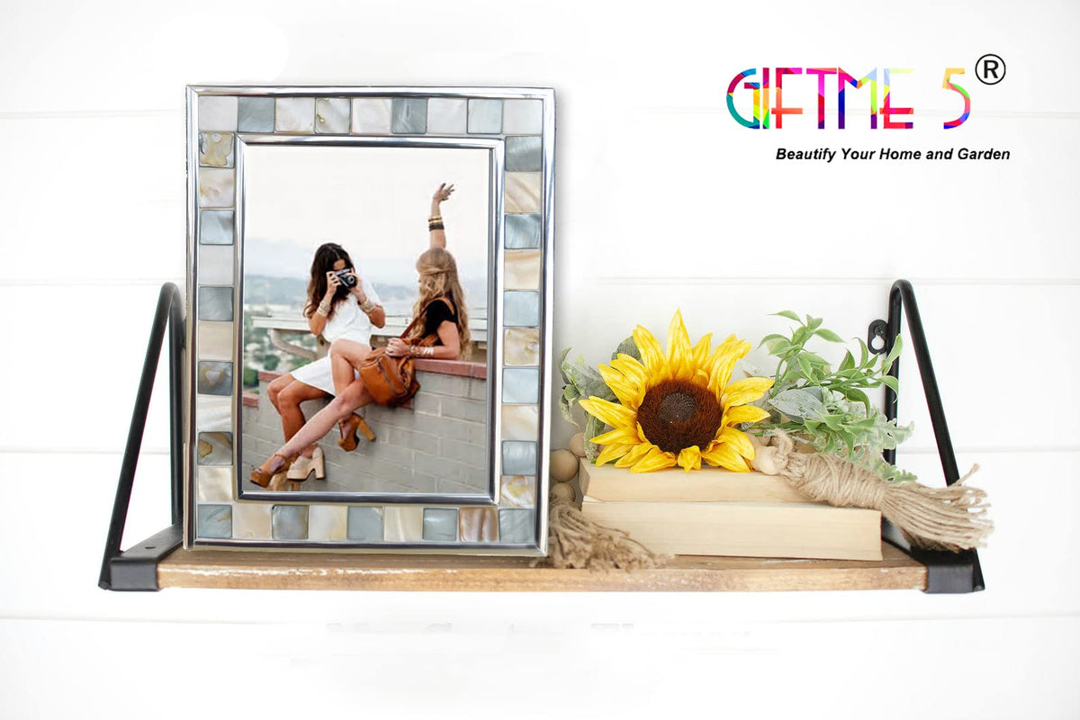 GiftMe 5 mosaic glass 8x10 frame protects photos with a clear glass insert