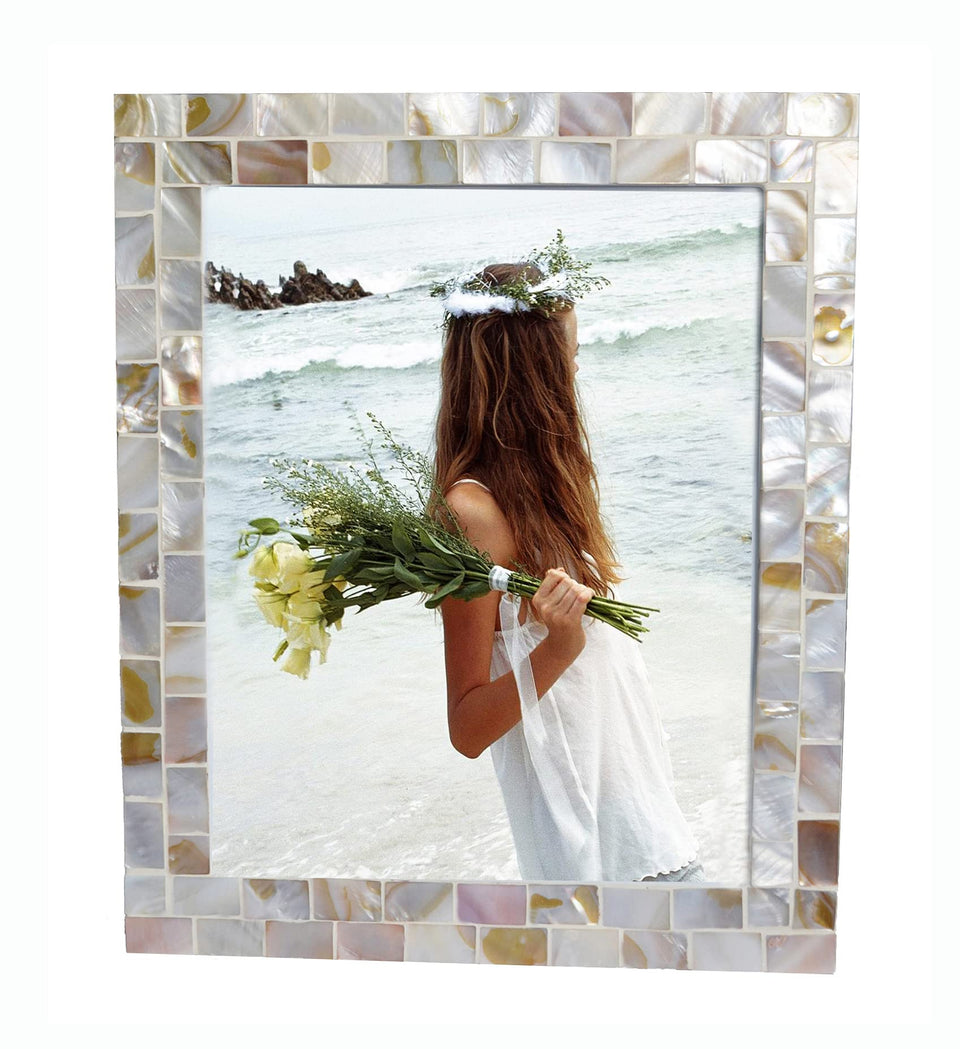 GIFTME 5 white 8x10 frame front view with pearl finish for refined wall display.
