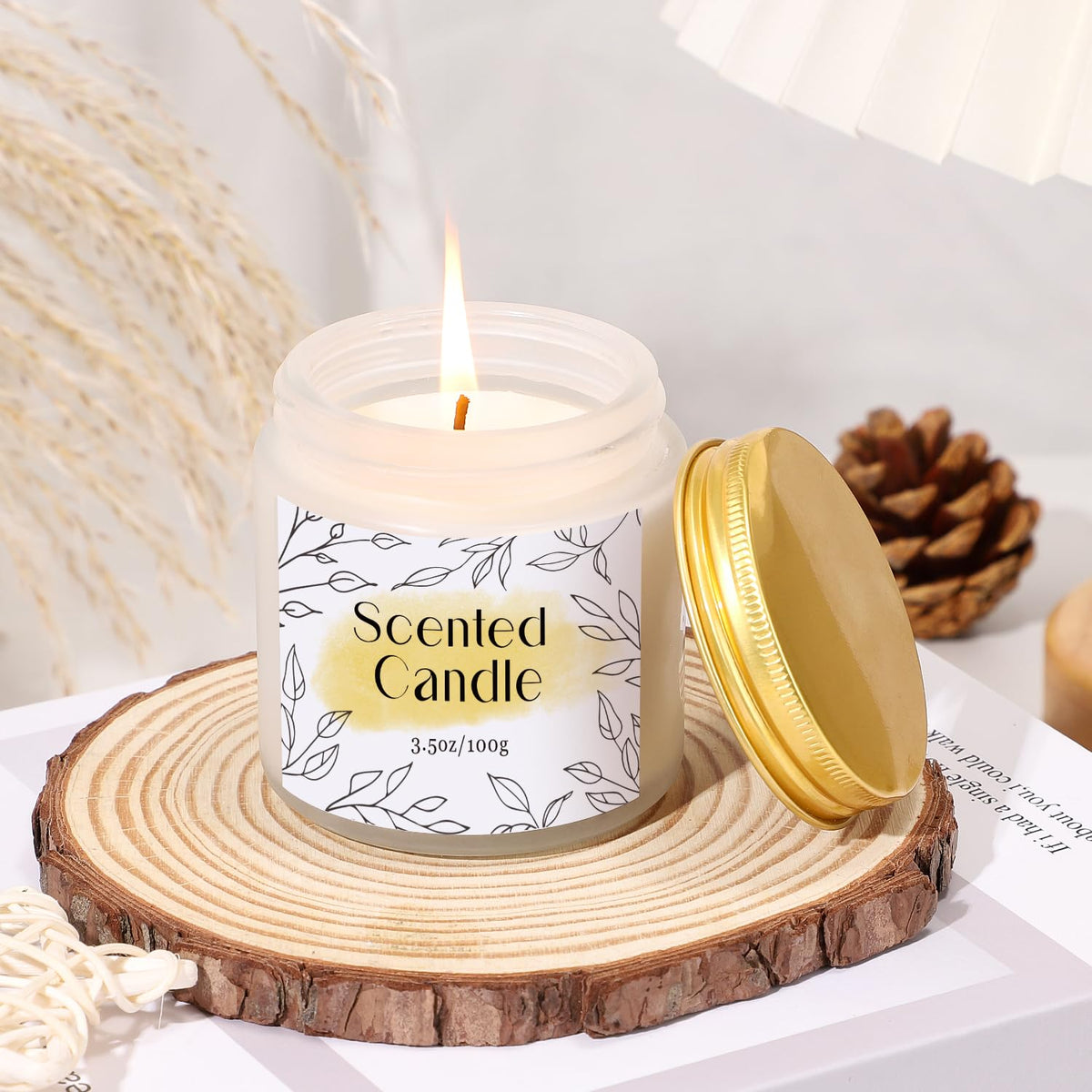 GiftPeak soy wax candle creating a calming atmosphere at home.