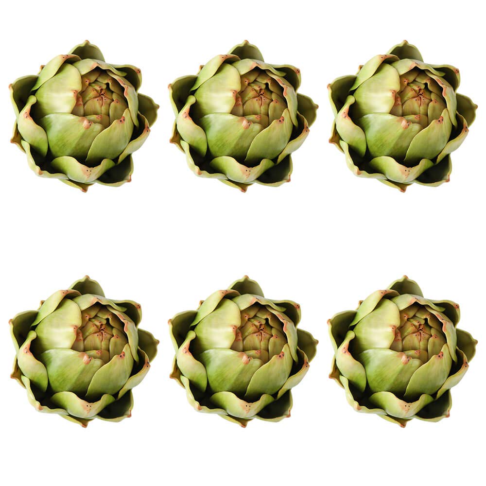 GiftYou artificial artichokes six-pack for durable kitchen decor.
