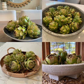 GiftYou four-pack artichokes arranged in a decorative fruit bowl