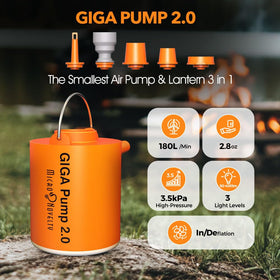 GIGA PUMP lantern mode provides hands-free lighting at night.