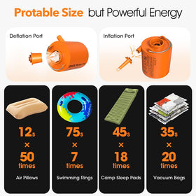 GIGA PUMP includes five nozzles for various inflatables.