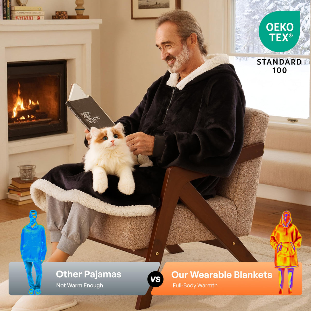Giggling Getup gift-ready wearable blanket hoodie gray, ideal for holidays.