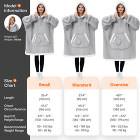 Giggling Getup gray hooded blanket with easy-zipper for effortless wear.