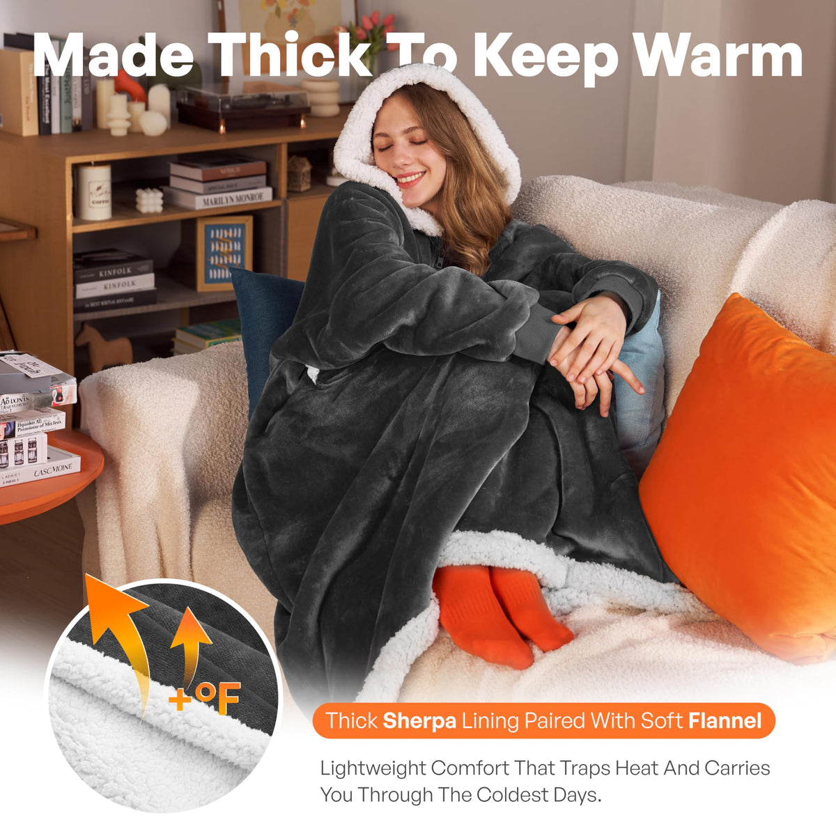 Giggling Getup hooded blanket with pockets keeps hands warm and essentials accessible