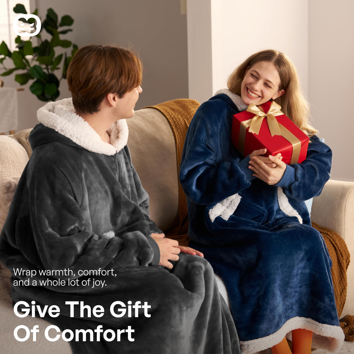Giggling Getup machine washable sherpa blanket hoodie for simple care