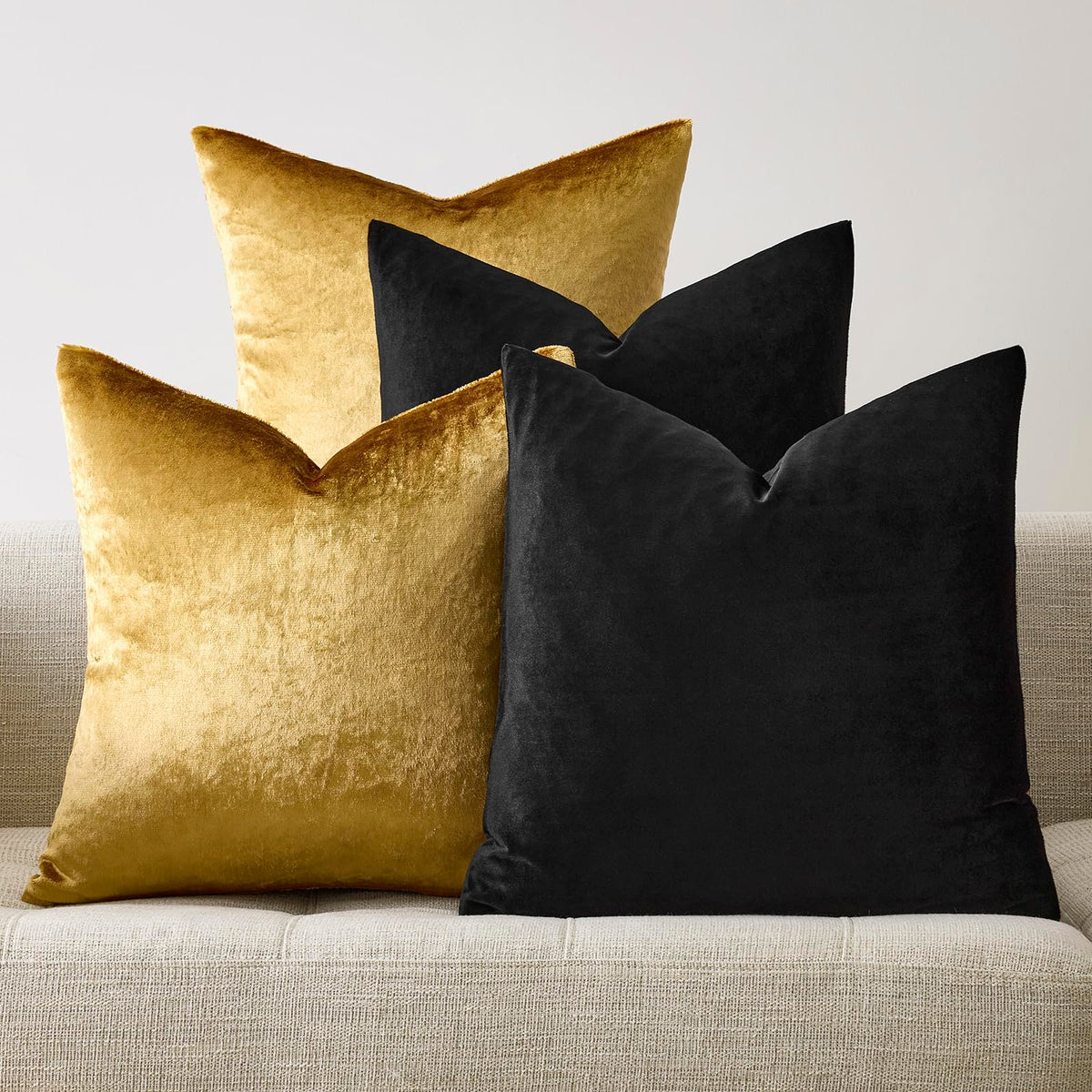 GIGIZAZA gold velvet pillow cover close-up showing rich texture and luxe feel