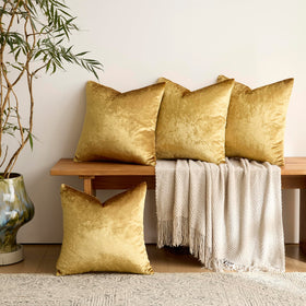 GIGIZAZA velvet gold pillow cover displayed on a bed for a refined look