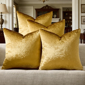 GIGIZAZA velvet gold pillow cover close-up fabric showing soft texture and plush finish