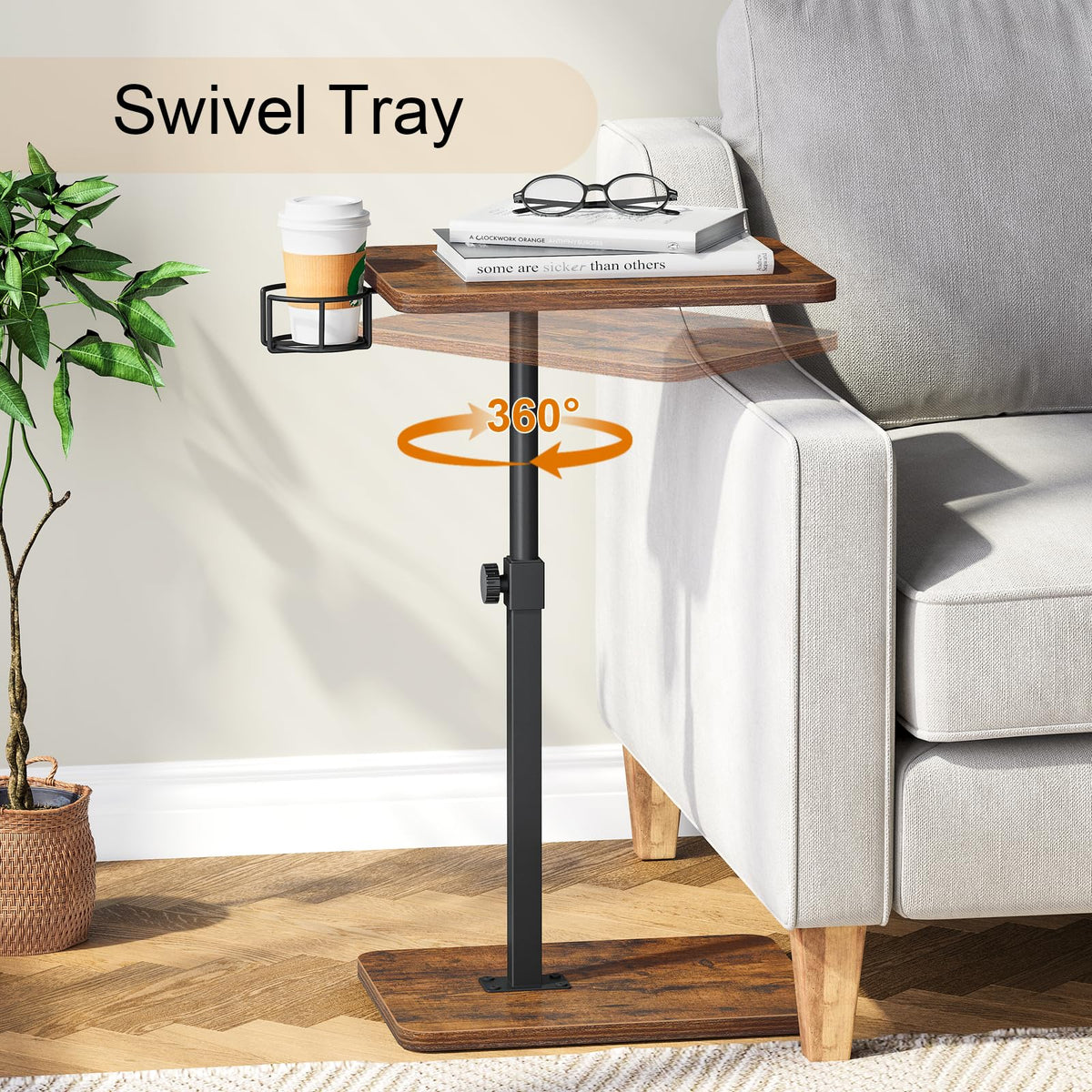 Giikin TV Tray Table used as a side table for couch snacking