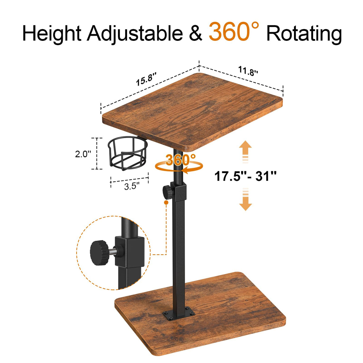 Giikin TV Tray Table space-saving design fits beside sofa