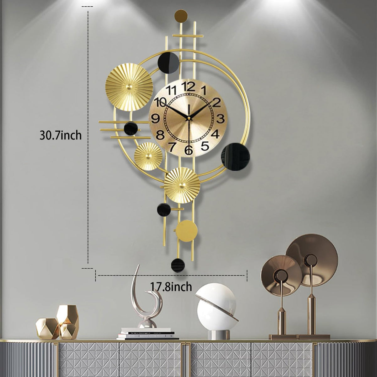 Gilacco living room decor clock enhances spaces from kitchen to lounge.
