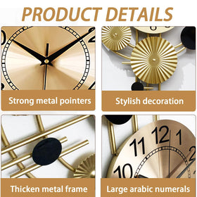Gilacco metal-frame oversized clock highlights bold numerals for quick time checks.