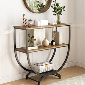 GILLAS 3-tier console with industrial metal frame adds bold storage to any entryway