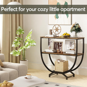 GILLAS console behind couch in living room creates practical surface and storage