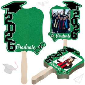 Gilprop black-green theme fans add style to graduation party decor.