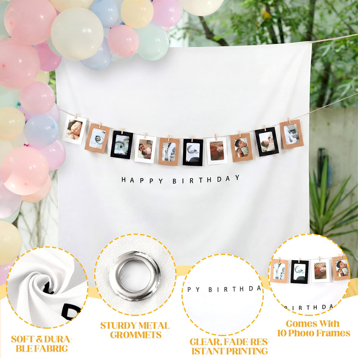 Gilprop boho wall-art banner adds warm ambiance to celebrations