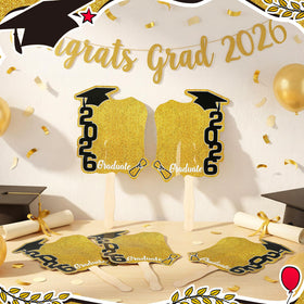 Gilprop graduation face fan back view featuring bold pattern and space for DIY photos.