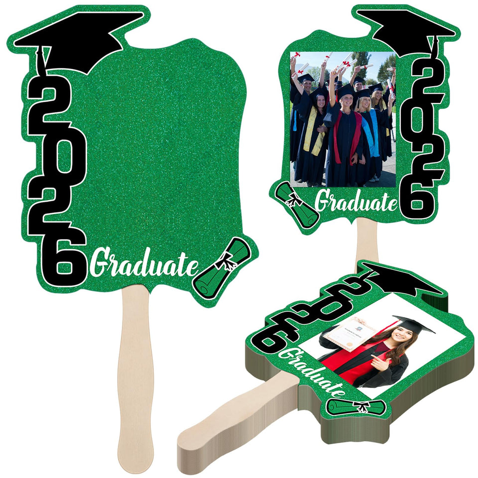 Gilprop graduation face fans 24-pack with space for photos, ideal for DIY photo props.