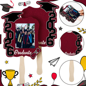 Gilprop graduation fans include tape for easy photo attachment.