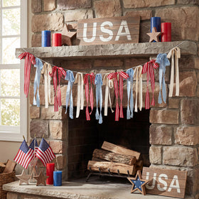 Gilprop patriotic bow banner full length in red white blue for outdoor decor