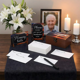 Gilprop wooden signs add a respectful memorial touch.