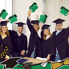 Gilprop wooden-handle graduation fans with sturdy grip for celebrations.