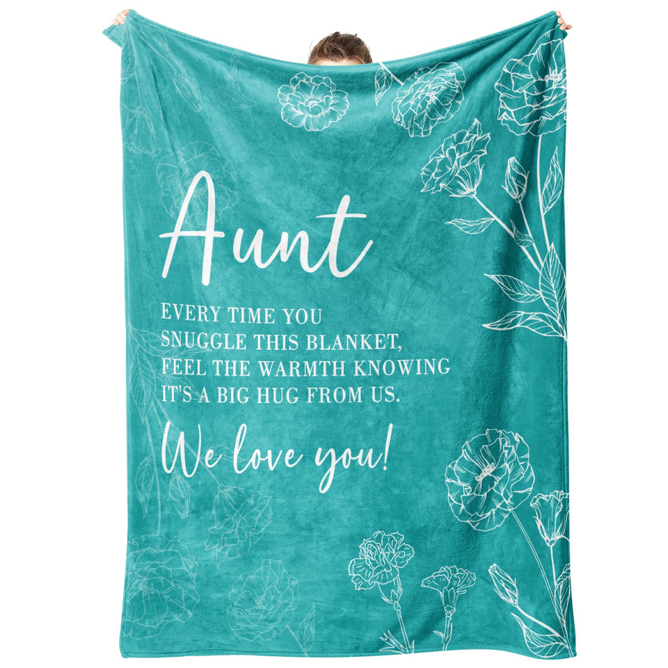 GiltGlimmer Aunt Blanket 50x60 teal with heartfelt text for niece and nephew