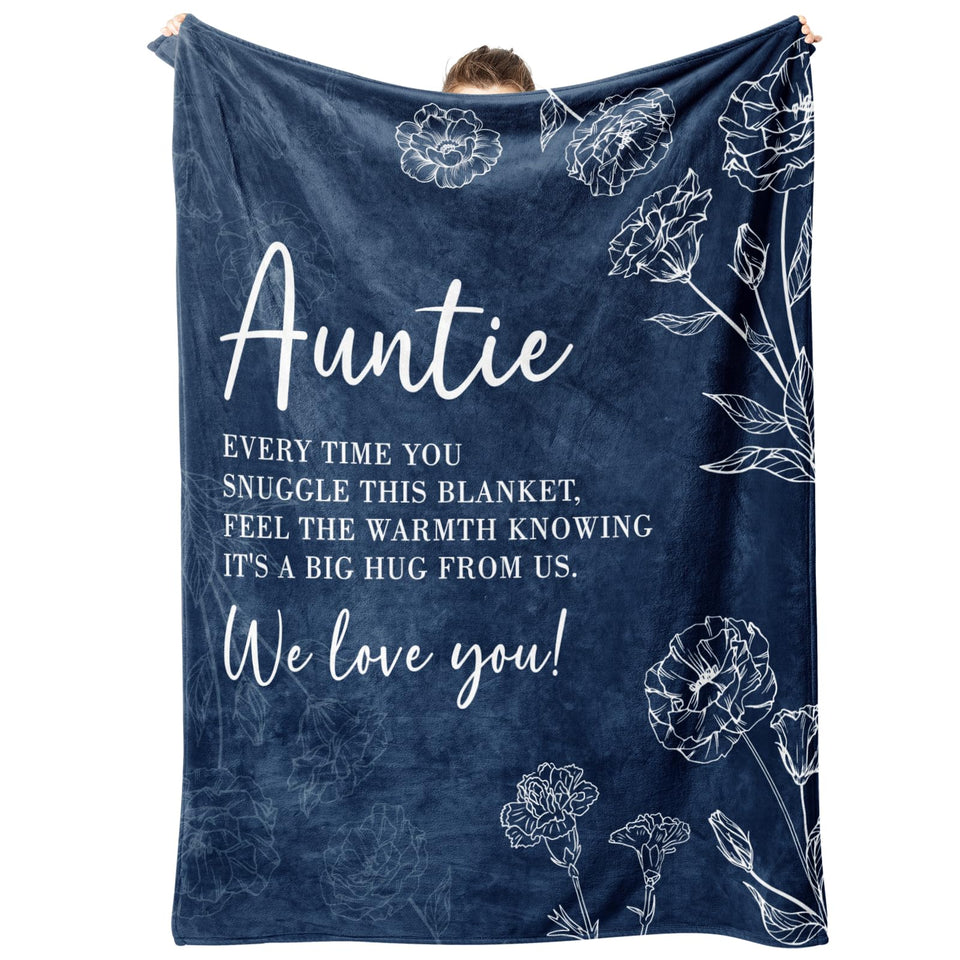 GiltGlimmer Auntie Blanket 50x60 blue, ultra-soft flannel for cozy evenings.