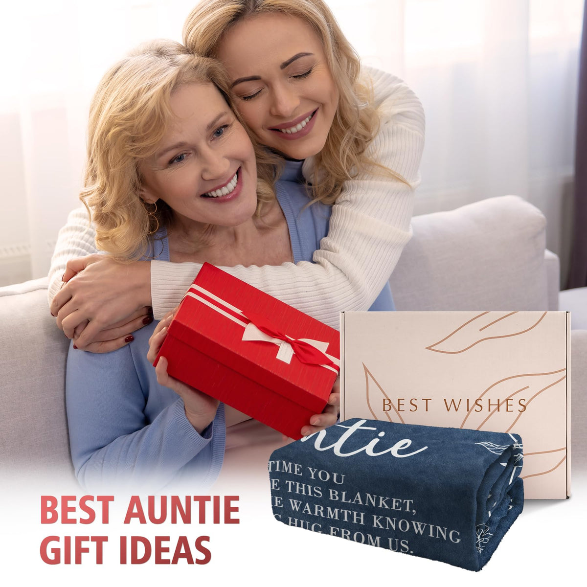 GiltGlimmer Auntie Gift Ideas Blanket blue, ideal for heartfelt occasions and gifting.