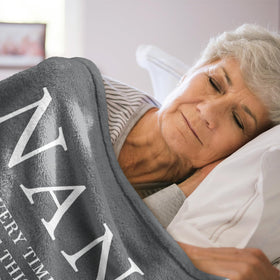 GiltGlimmer Nana birthday blanket in grey for gifting
