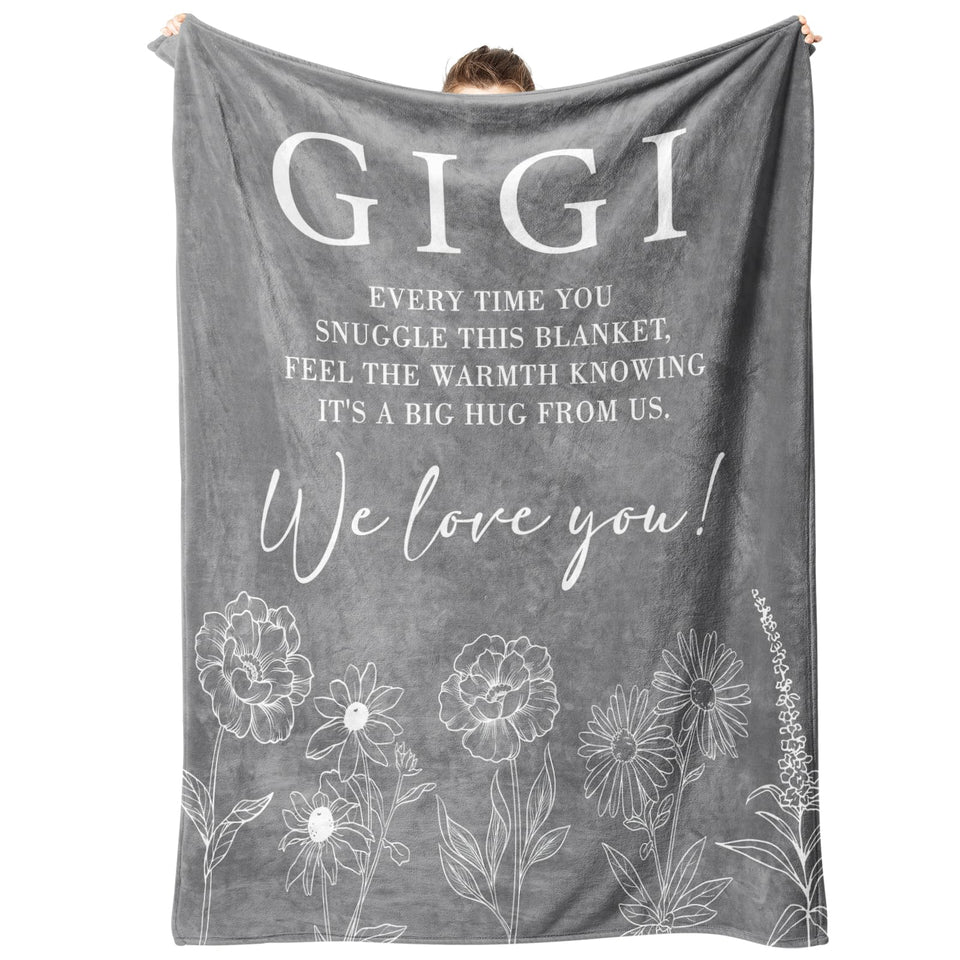 GiltGlimmer Gigi blanket hearttext emphasizes sentimental gift for grandma.