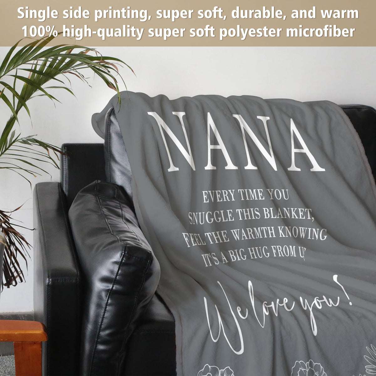 GiltGlimmer Nana blanket in grey for holidays and decor