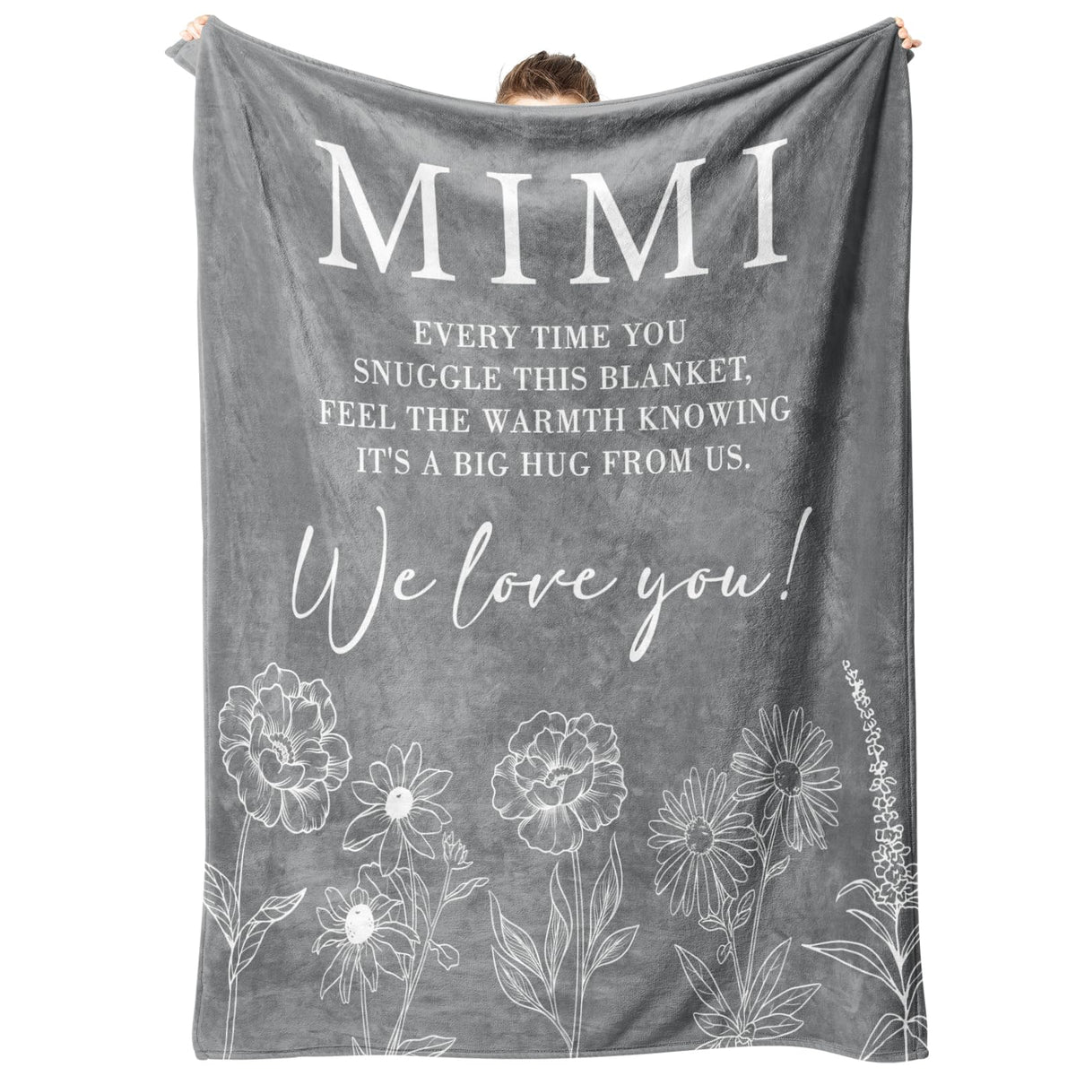 GiltGlimmer Mimi blanket with heart text for grandma warm memories