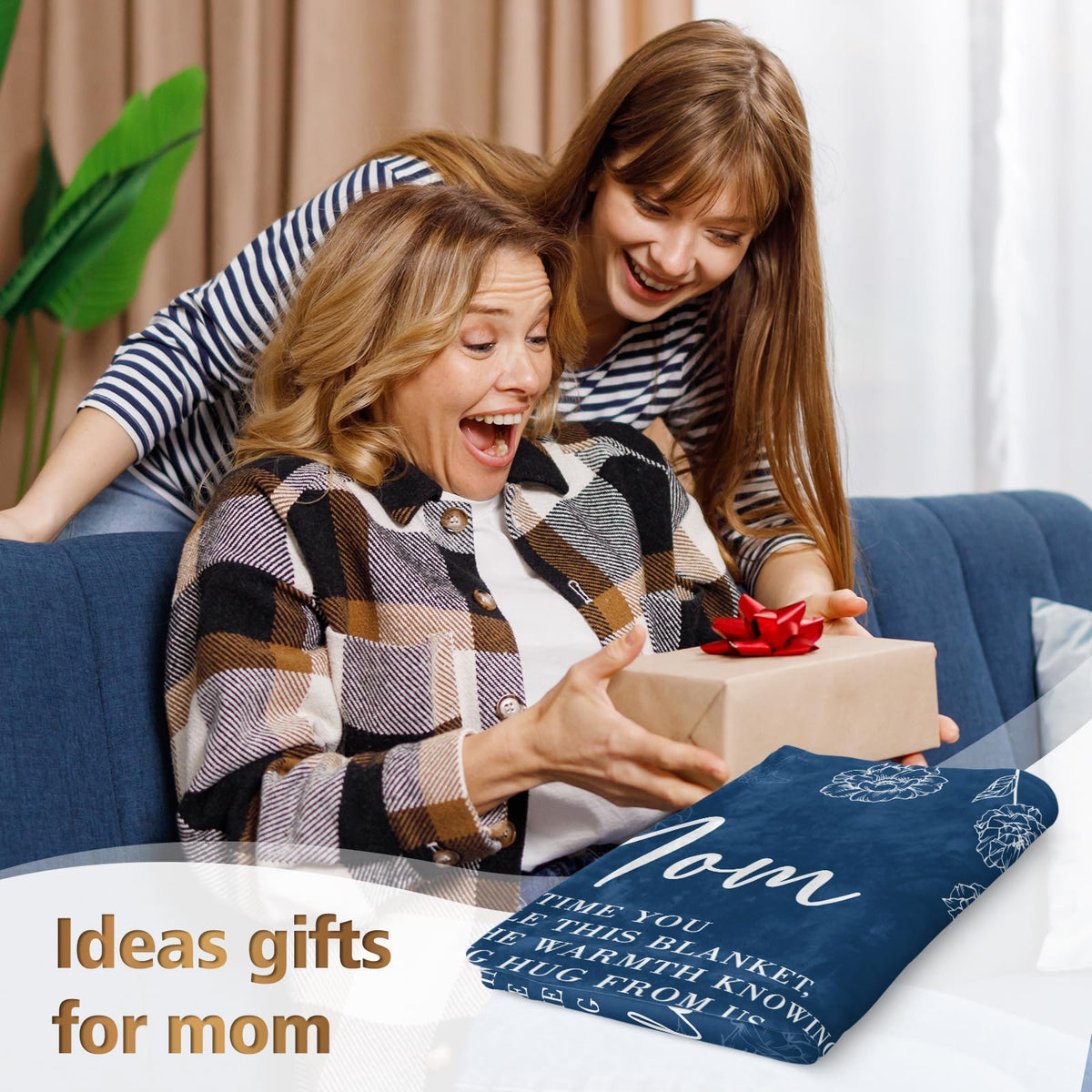 GiltGlimmer mom blanket blue 60x50, large cozy throw for couch