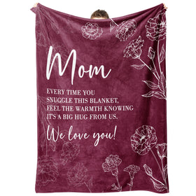 GiltGlimmer mom blanket with heartwarming text for cozy home moments
