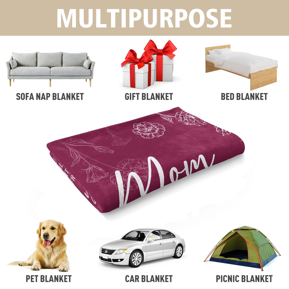 GiltGlimmer cozy throw for picnics and travel comfort