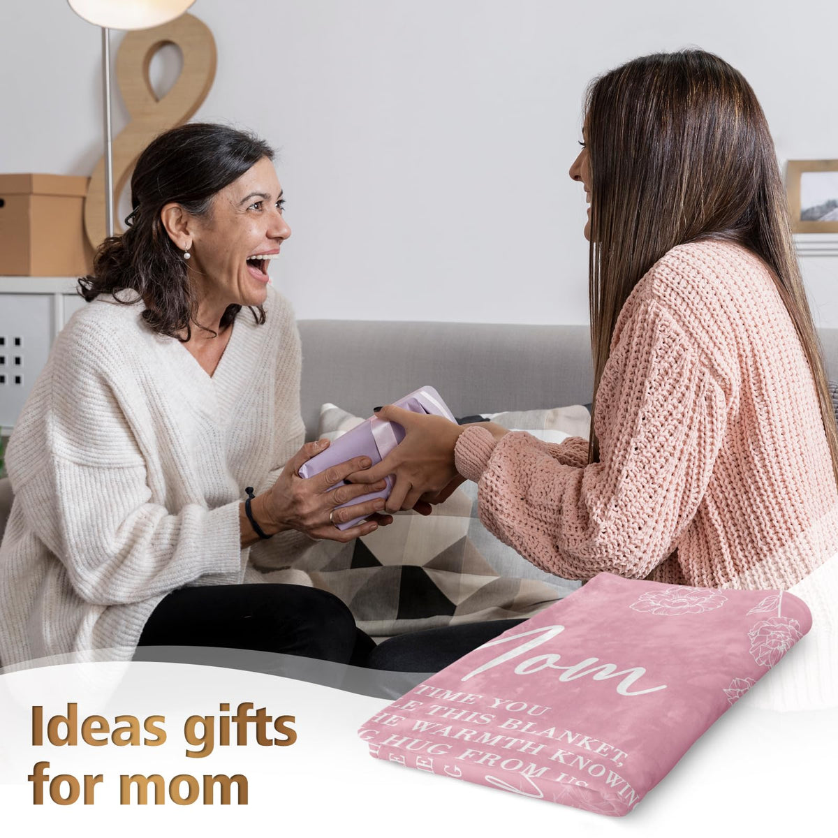 GiltGlimmer mom blanket pink folded for easy gifting and storage