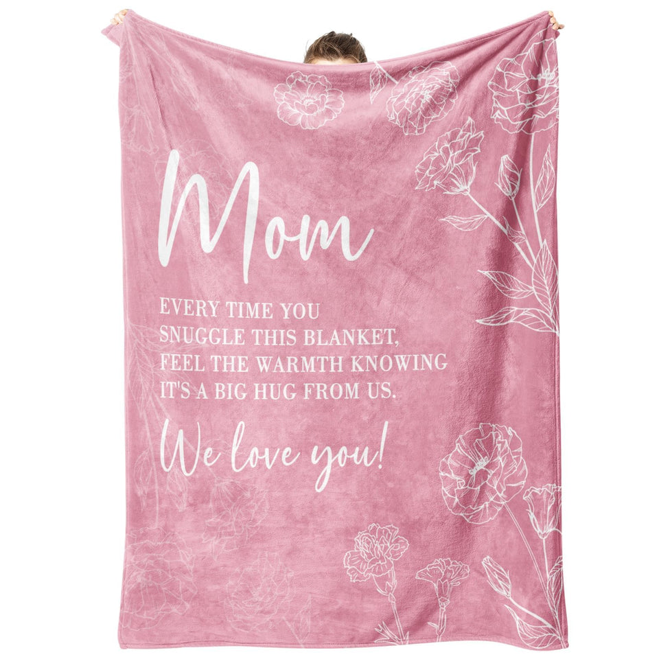 GiltGlimmer Mom Blanket pink front view showing cozy warmth for gifting