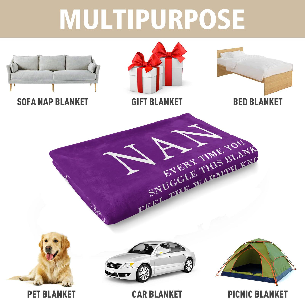 GiltGlimmer Nana blanket shown for a cozy movie night on the couch
