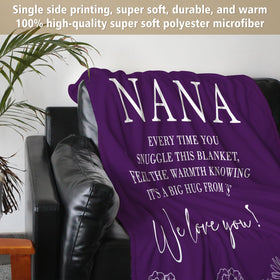 Close-up of heartwarming text on GiltGlimmer Nana blanket