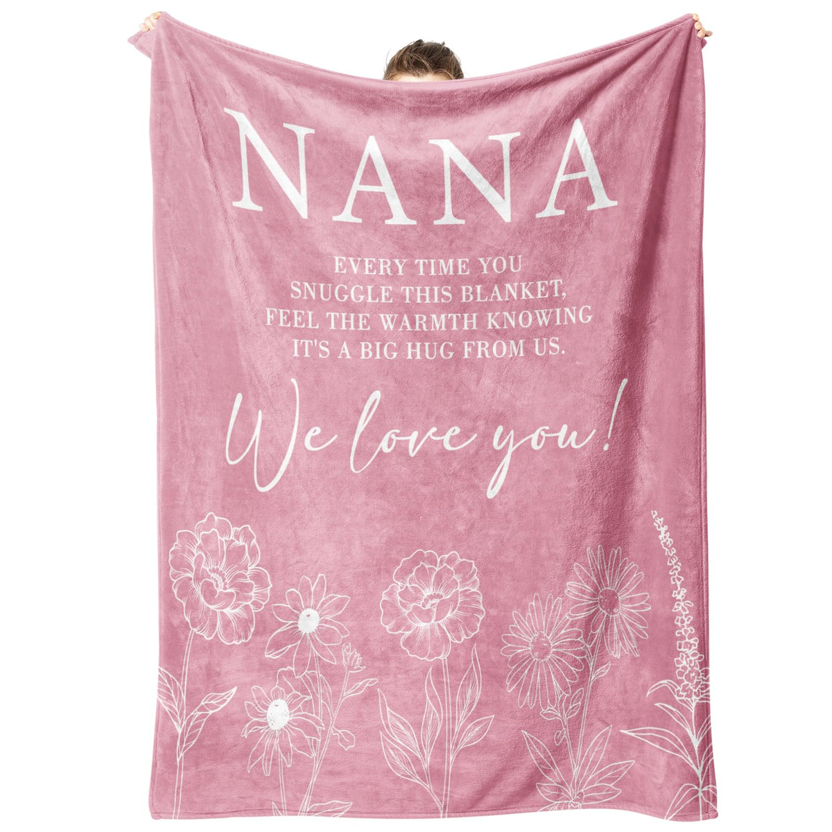 GiltGlimmer Nana blanket with heartfelt message in pink for cozy moments