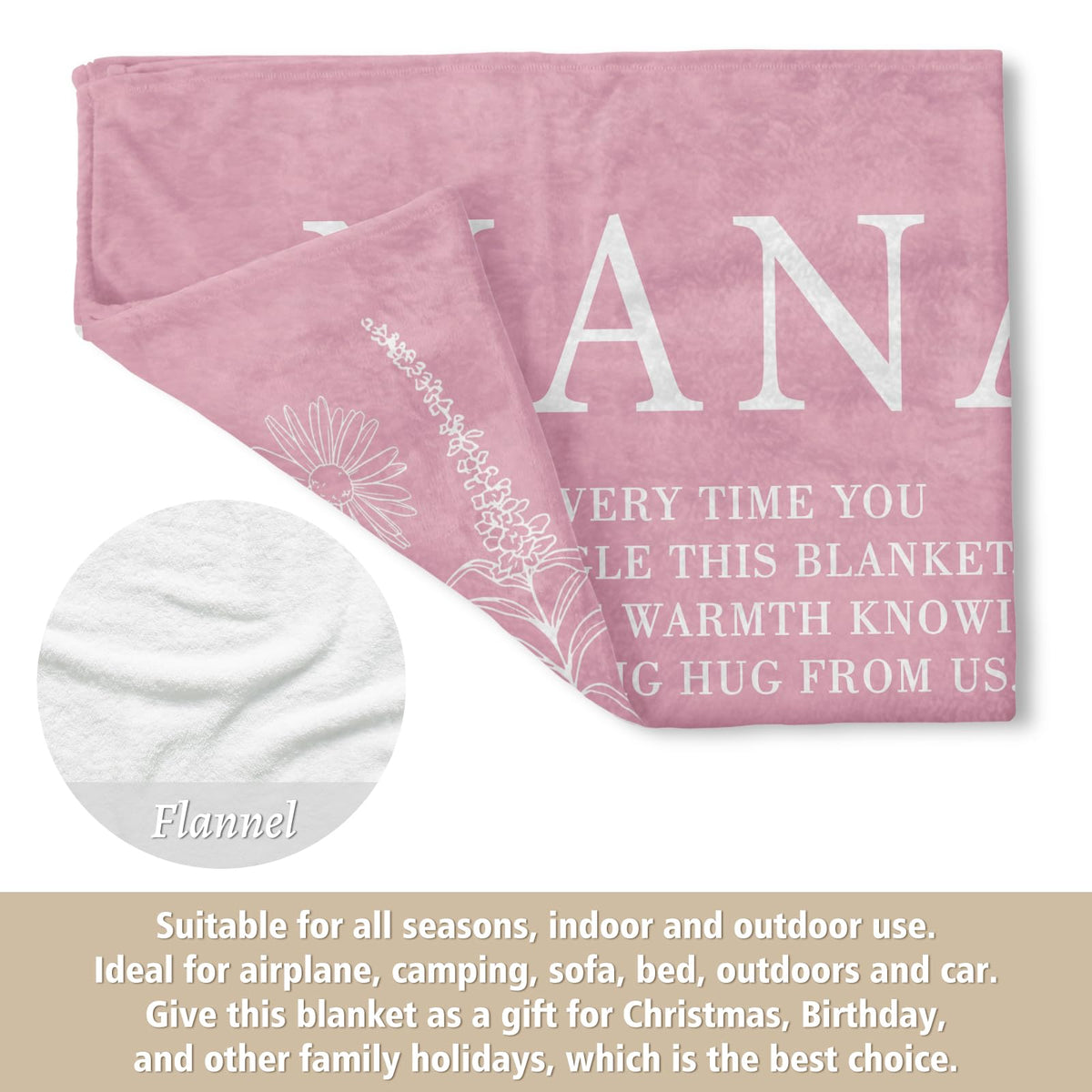 GiltGlimmer Nana close-up anti-pilling flannel in pink