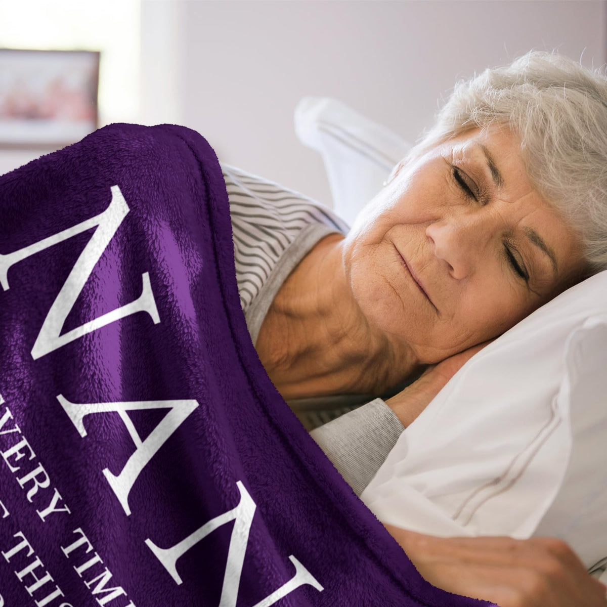 GiltGlimmer Nana blanket gift-ready packaging in purple