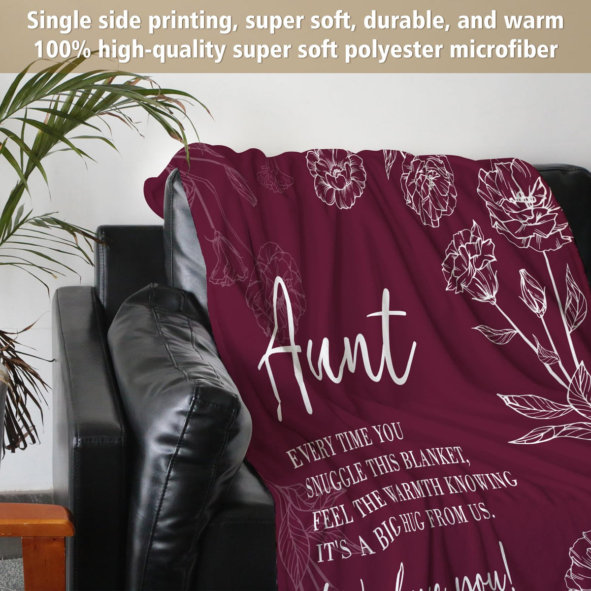 GiltGlimmer Soft Flannel Aunt Blanket with anti-pilling, wrinkle resistant finish.