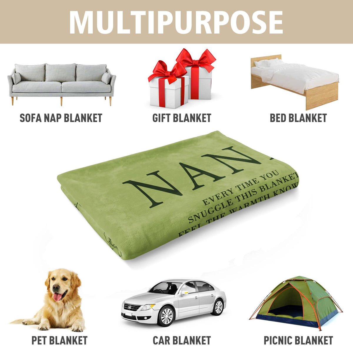 Nana blanket ready for picnic or travel with soft warmth